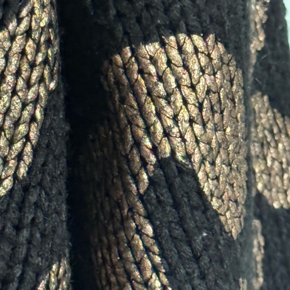 Leopard Print Black and Metallic Tan Oversize Sweater - Picture 4 of 5